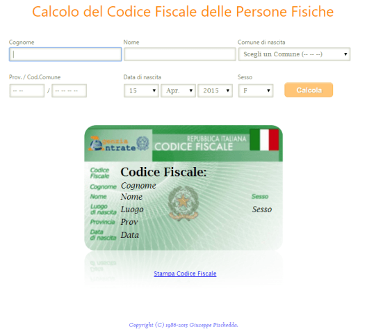 Calcolo Codice Fiscale Online