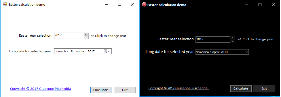 Easter Date Calculator components